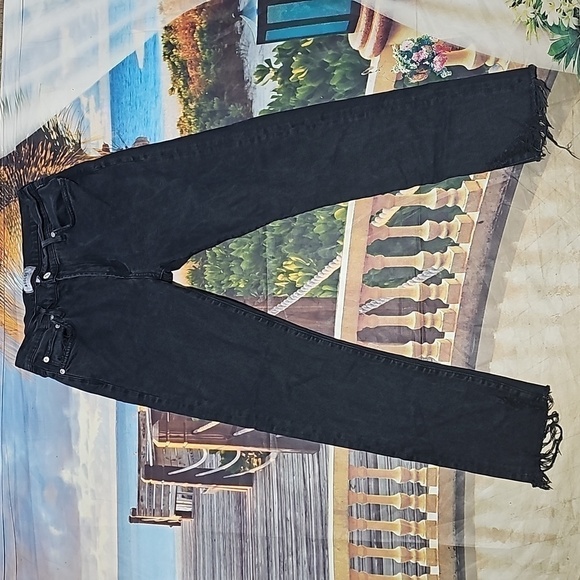 Agolde Toni Frayed Raw Hem Black Jeans Size 27 - Picture 3 of 7